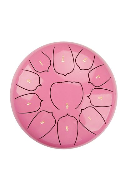 Choice Pink 6 Inch Steel Tongue Drum 11 Notes Handpan Drum with Drum Mallet Finger Picks Percussion for Med