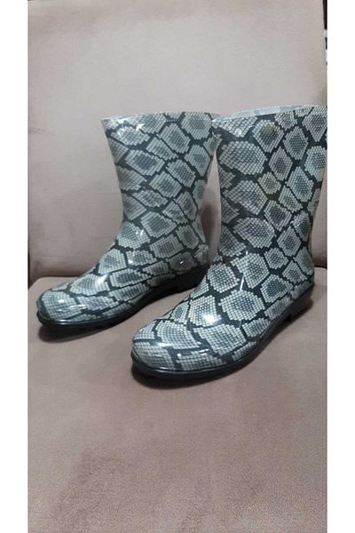 Emek Feliçita_Zenne_Rain_Boots Κοντό λαιμό Γκρι Leopard Boots 23cm