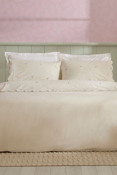 Karaca Home Nellie Embroidered 100% Cotton Double Duvet Cover Set White