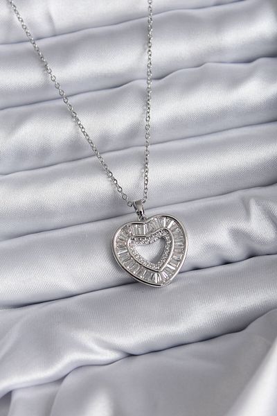 Skygo Silver Colored 316L Steel Zircon Stone Women's Necklace - TJ-BKO7824