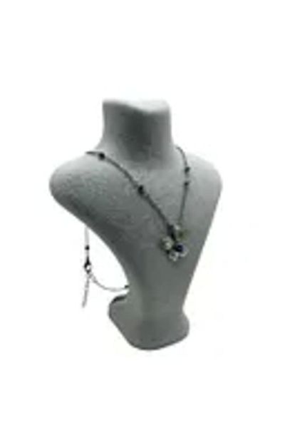 MeGass Dekor Domestic Production London Model Suede Fabric Gray Color 16/12 cm Necklace Display Mannequin