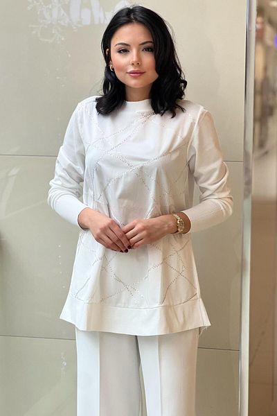 Nuss Cross Pattern Sleeves and Mercerized Back Tunik