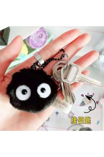 Choice 1pcs 1-10 small coal ball pendants, black plush cute keychains, small gift bags, plush keychain pend