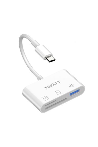 Yesido GS16 USB-C / Type-C to USB 3.0 / TF / SD Card OTG Adapter (White)