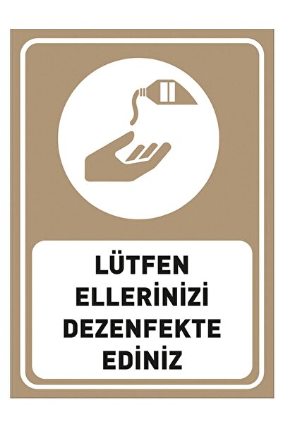 MIGNATIS Smeđa nalepnica Sa deznom - Dezinfikujte ruke, 25x35cm Syl38