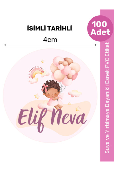 alışveriş kurdu İsimli Bebek Etiketi Sticker- Mevlüt Doğum günü Etiketi 4x4 c...