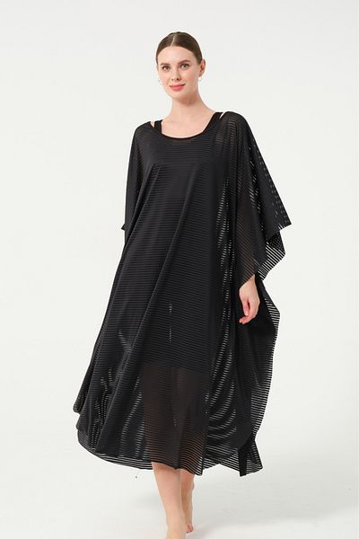 İYİBU Black Striped Pareo over Swimsuit – Oversize Stylish Beachwear