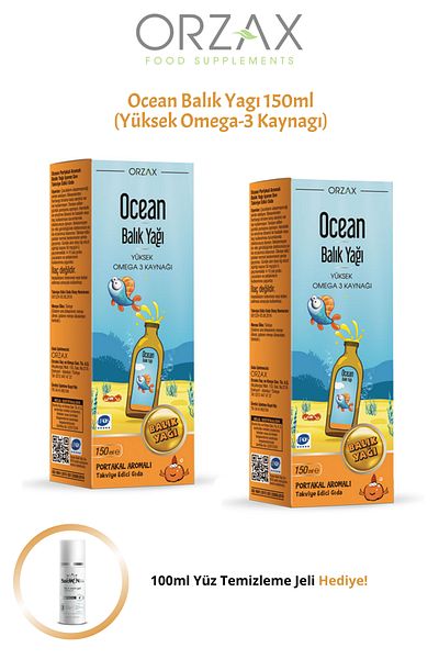 Ocean Orange High Omega3 Source Fish Oil for Children 150ml 2Pcs + 100ml Gel Gift