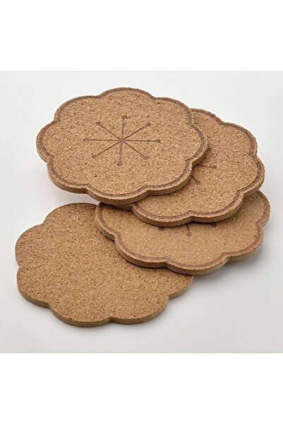 IKEA SVARTVIDE Coaster, cork/patterned, 10 cm