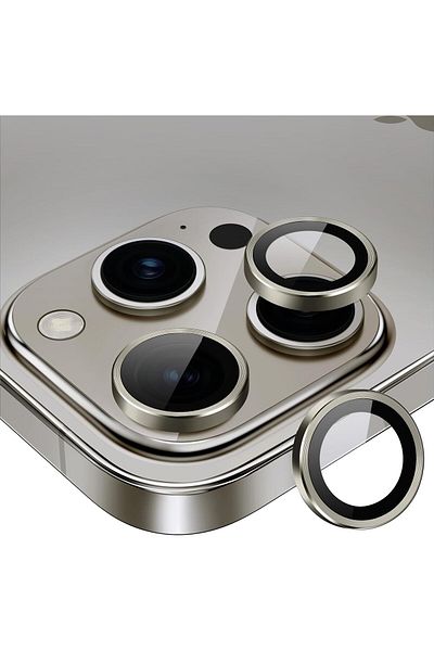 AWH iPhone 15 Pro/Pro Max Camera Lens Protector, Bling Metal Diamond Ring, 9H Scratchproof (Gray)