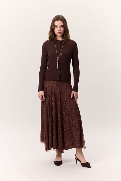 Manuka Wide Skirt, Danteilli - Brown