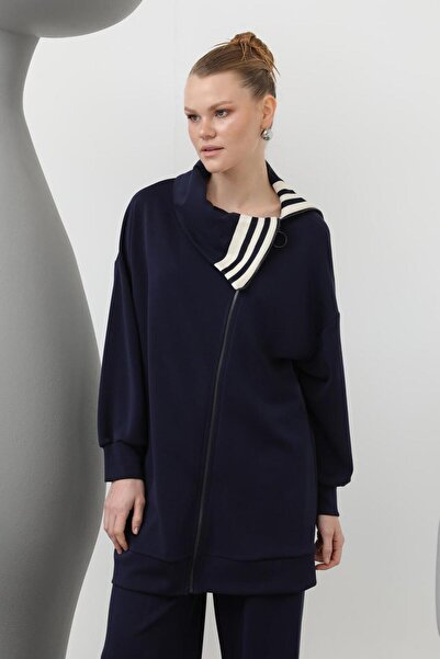 Puane 14292 Women's Modal Suit with Stripe Detail on Collar and Trousers