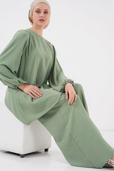 Bigdart Дамски панталон Ayrobin Tunic Bottom Top Set 6712 - Çağla