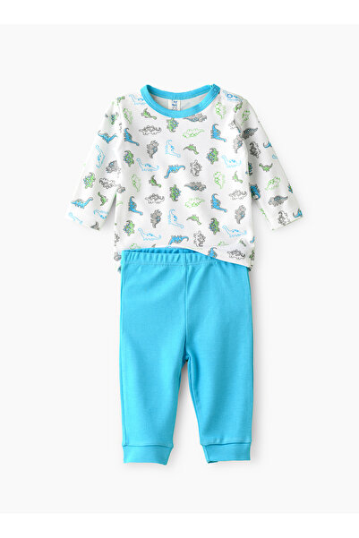 Basicxx Baby Boy White and Blue Dinosaur Set