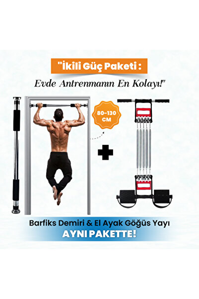 Raicon 80-130 Cm Çift Süngerli Ayarlanabilir Barfiks Çubuğu ve El Ayak Göğüs ...