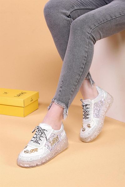 layki Tenis de damă transparent cu model Astra Stone alb