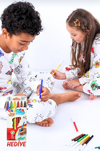 İYİBU طقم بيجامة للأطفال بأكمام طويلة + مجموعة أقلام فلوماستر مع هدية