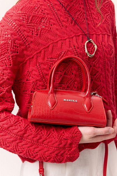 Manuka Red Texture Leather Mini Bag