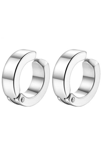Takı Dükkanı Pair of Compression Men's Steel Earrings Thin 3mm to Non-Perforated Ears Mse1-2