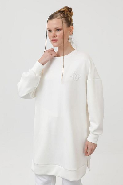 Puane 10614 Women's Modal Tunic with Embroidery and Stone Detail on the Front