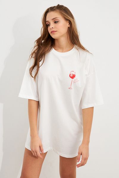 Cool & Sexy Tricou alb oversize pentru femei TPG14