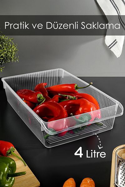 Meleni Home 1 Piece In-Cabinet Refrigerator Organizer - Refrigerator Organizer Basket Fruit Vegetable Storage Container 4 Liters