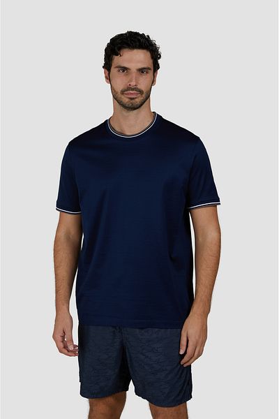 PAUL&SHARK Men's Regular Fit Round Neck 100% Cotton Short Sleeve Navy T-Shirt 25411025 -013