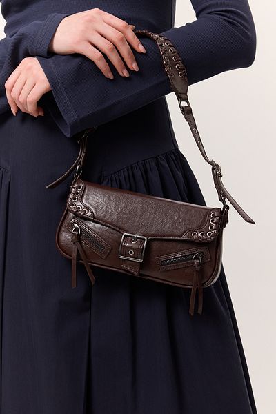 Manuka Brown Buckle Detailed Shoulder Bag