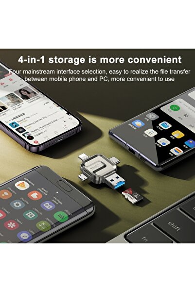 Yesido قارئ بطاقات GS23 USB 3.0 إلى USB-C / Type-C، Micro USB، 8 سنون 4 في 1 (ذهبي)