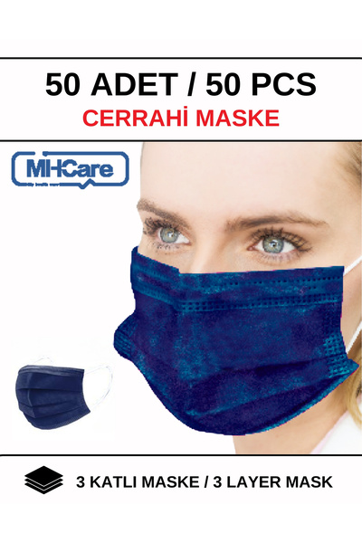 MHCare Medikal Renkli Telli 3 Katlı Tam Ultrasonik, Rahat İpli Cerrahi Maske ...