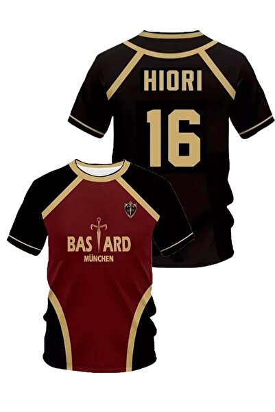 BALİNA Siyah Bordo Anime Blue Lock 16 Hiori Forma Unisex T-shirt