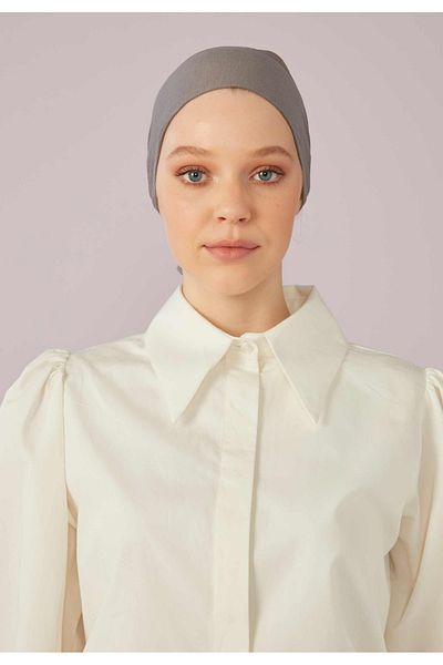 Fresh Dark Gray Plain Bonnet - with Mesh and Without Strap
