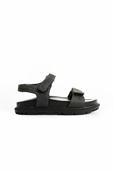Seniorah Alves Black Straw Women's Sandals