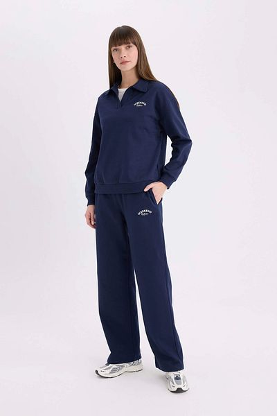 DeFacto Navy Blue Sweatpants - Elastic Waist - Winter E6080