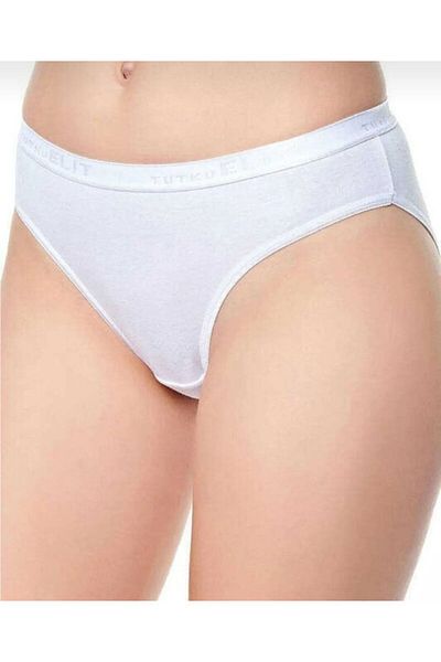Tutku Elit Women's White Elite Written Bikini Slip 6 Pack Economical Package Elt2702