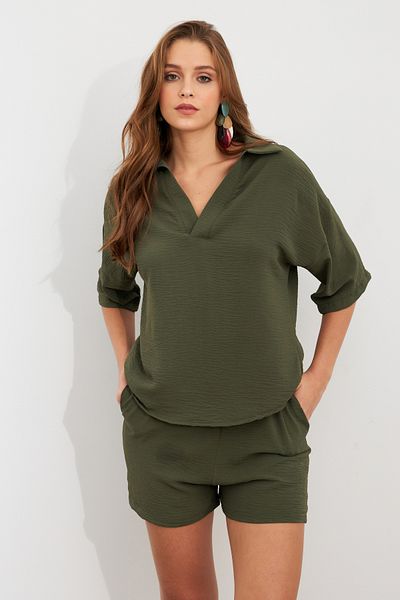 Cool & Sexy Women's Green Aerobin Shorts Suit Q1005