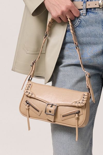 Manuka Nude Shoulder Bag with Buckle Detail
