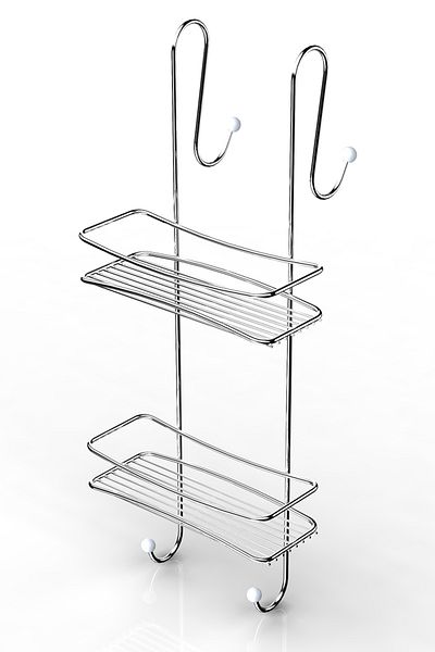 Prima Nova Tekno Wire Διώροφο κρεμαστό ράφι και κρεμάστρα μπάνιου σε καμπίνα ντους