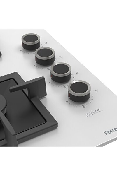 Ferre SC406 65 CM Wok Gözlü Beyaz Cam Ankastre Ocak (Döküm Izgara)