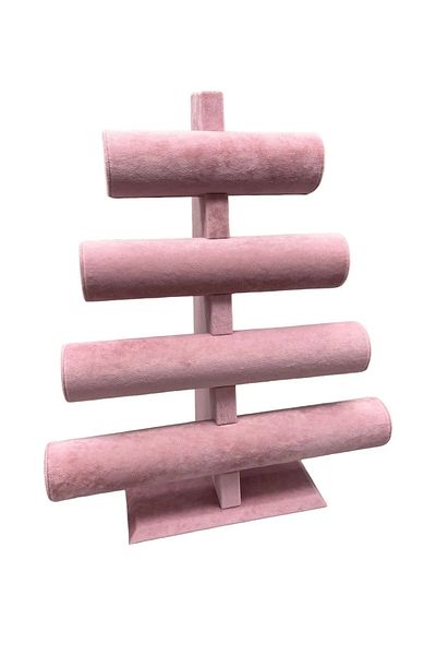 MeGass Dekor Domestic Production Suede Fabric Pink Color Four Stage 38/34 cm Bracelet-Watch Display Stand