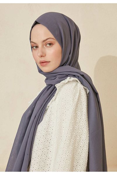Fresh Thin Cotton Voile Shawl Blue / Grey
