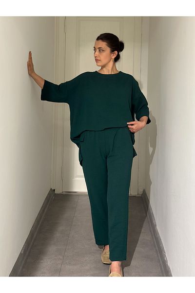 soBasic Dark Green Linen Viscose Comfort Double Set