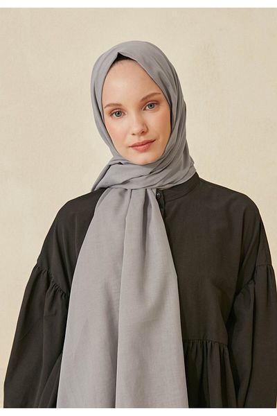 Fresh Thin Cotton Voile Shawl Light Gray