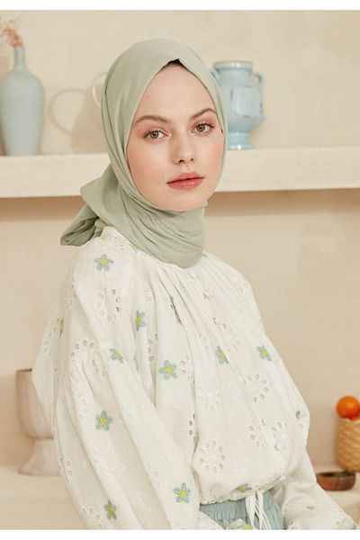 Fresh Thin Cotton Voile Shawl Sea Foam