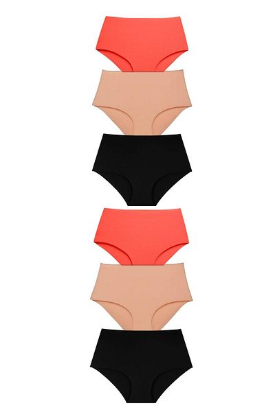 Berrak Women's White Ribbed Bikini Panties 2064 Pack of 6