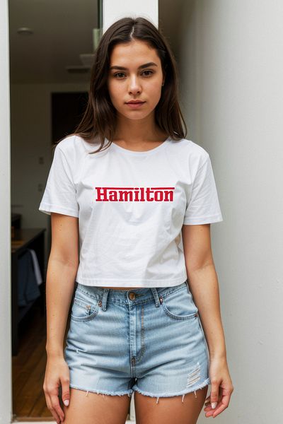The Lucid Lab Tricou crop Hamilton / Ferrari - alb
