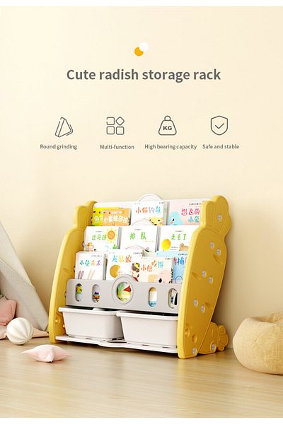COOYA 2 in 1 Display Holder Bookcase, With 2 Toy Storage Cabinet, 72x 36.5x66cm, Shelf, for Book Storage