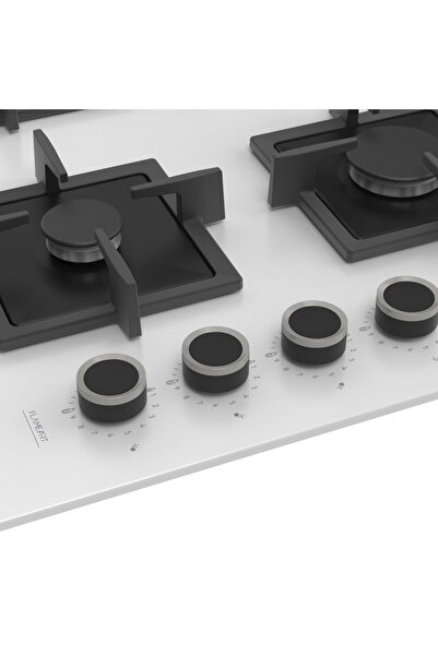 Ferre SC406 65 CM Wok Gözlü Beyaz Cam Ankastre Ocak (Döküm Izgara)