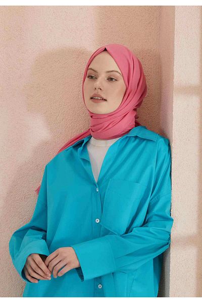 Fresh Thin Cotton Voile Shawl Dark Pink