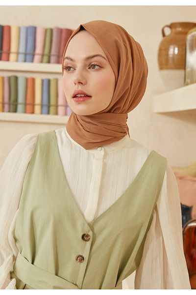 Fresh Thin Cotton Voile Shawl Hazelnut